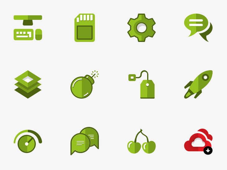 Green Set of Flat Icons