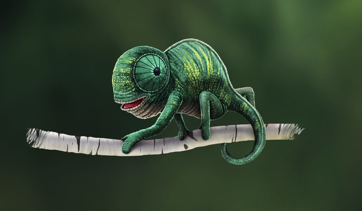 Free PSD Chameleon Illustration
