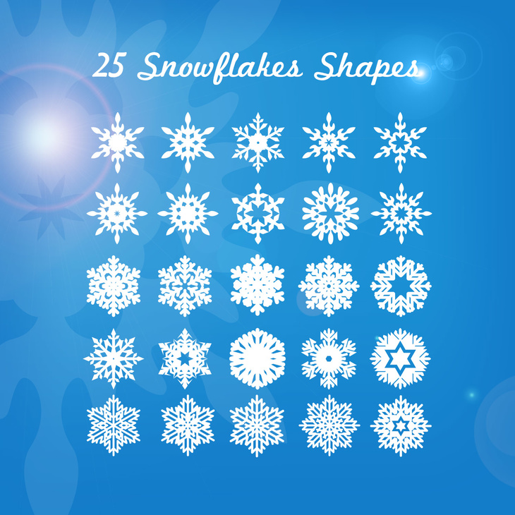 25 Snowflakes Shapes PSD
