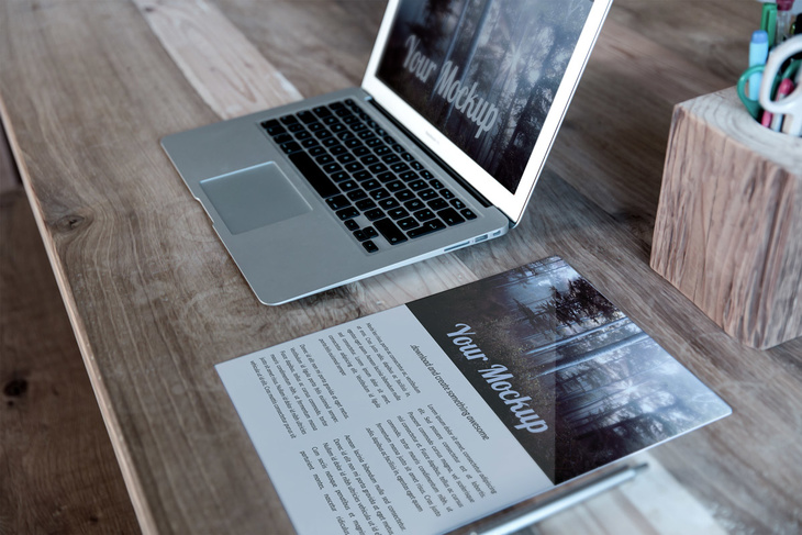 Letter and MacBook PSD Mockup