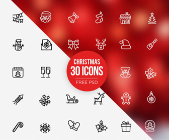 30 Free PSD Christmas Icons