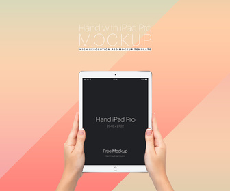 Hand with iPad Pro PSD Mockup