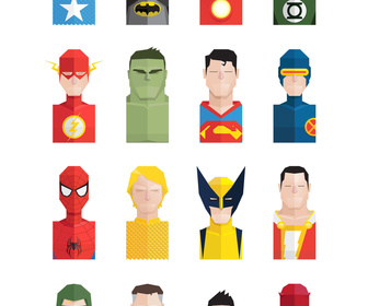 16 Flat Super Heroes Icons