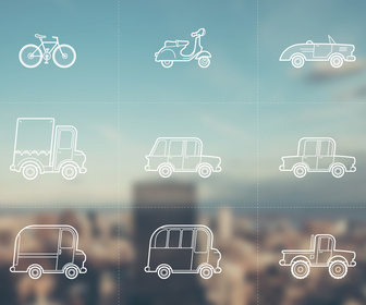 9 Vector Outline Vehicle Icons